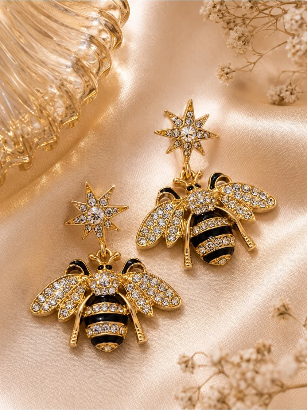 Gold Bee Drop Earrings - Women's Fashion Jewelry NWOT